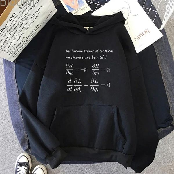 Felpe con cappuccio da uomo Fisica Matematica Equazioni quantistiche Universo Lagrangiano Abbigliamento maschile Felpe con cappuccio in pile oversize Moda vintage