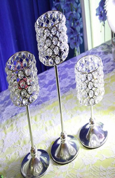 Suporte de vela de cristal metal prata castiçal lanterna votice suporte de vela candelabros peças centrais decoração de casamento mariage1028144