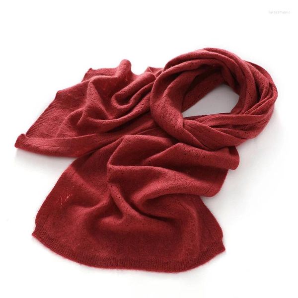 Шарфы 2024, осень-зима, женский вязаный шарф из чистого кашемира, однотонное пончо, теплые модные накидки, женские высокого качества
