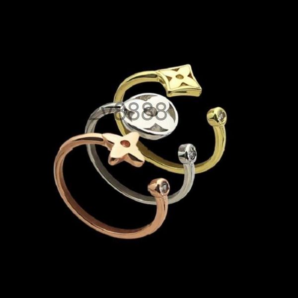 Anel de designer feminino moda trevo de quatro folhas aberto anéis de ouro jóias 3 peças/set 3qzo
