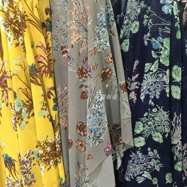 Tessuto per abiti 2024 Bazin Riche Getzner 3 Fiori Mazzi di colori Stampati in chiffon S Sciarpe Stoffa Boemia Tessuti per abiti a camicia