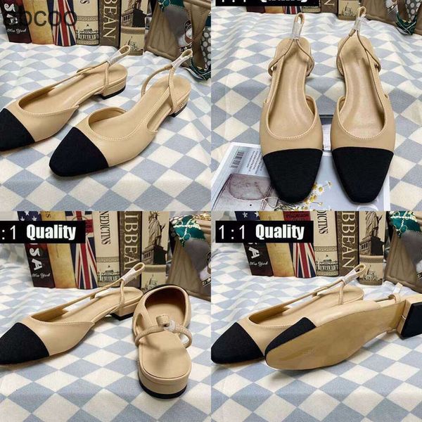 Tasarımcı Kanal Yüksek Topuklu Kadın Ayakkabı Buzağı Podyum Pompaları Lüks Düz Topuk Gerçek Deri Açık Resmi Tıknaz Yavru Kedi Topuk Slingbacks Bayanlar Sandals