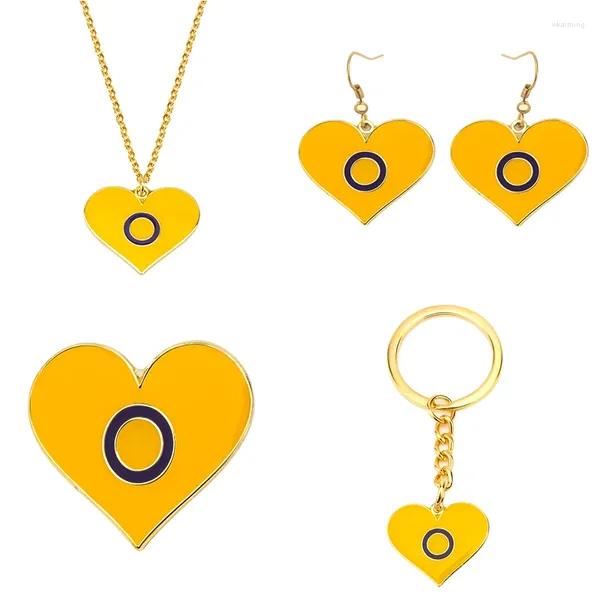 Dangle Brincos Intersex Pride Colar IntersexKey Ring Badge Conjunto de joias para mulheres homens amantes presente