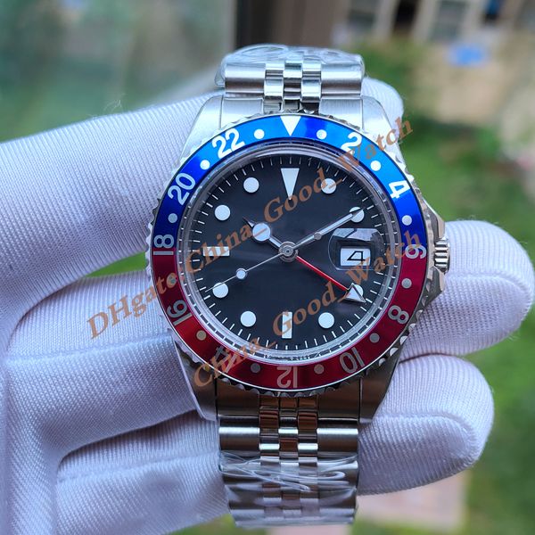 BP Factory Mens Vintage Watch Men 40mm Blue Dial Red Bezel 1675 Jubilee Steel Bracelet Antigo Automático 2813 Movimento Relógios Mecânicos Data Relógios de Pulso