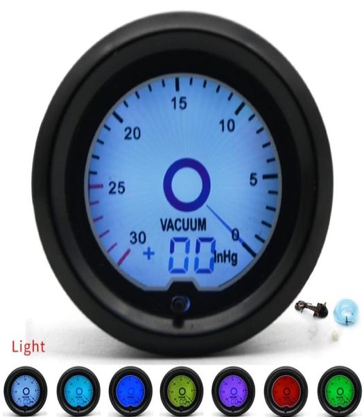 Medidor de vácuo de 2 polegadas, 52 mm, 7 cores, medidor de corrida, display digital LCD, medidor de carro, várias cores 5667363