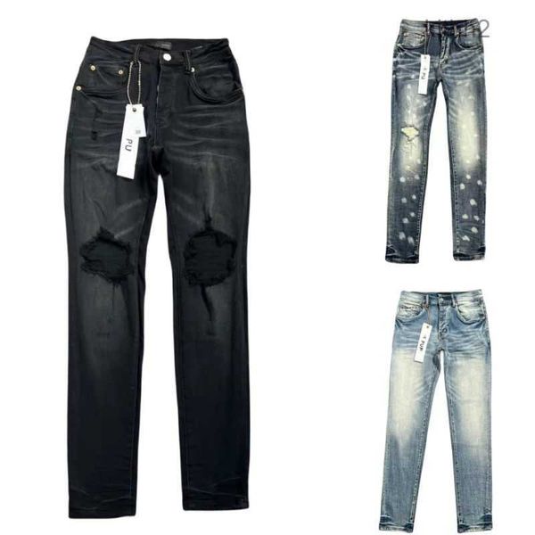 Jeans Männer Hohe Qualität Designer Miri Mode Herren Motorrad Stil Hosen Hose Distressed Ripped Biker Stickerei Patch L6 GIZ7