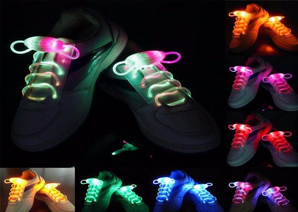 20pcs10 çift su geçirmez aydınlatma LED Shoelaces moda flaş disko parti parlayan gece spor ayakkabı bağları çok renkli lu4823133