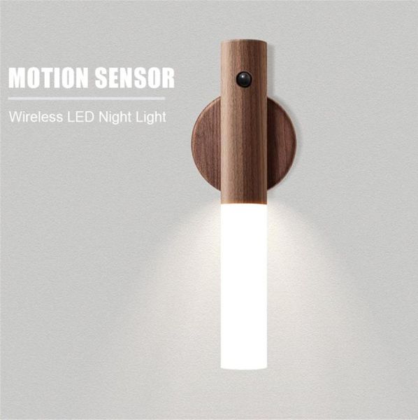 Sem fio LED fechadura da porta luz sensor automático detector de movimento lâmpada cozinha escada inteligente parede noite luz quente recarga usb 20108238543