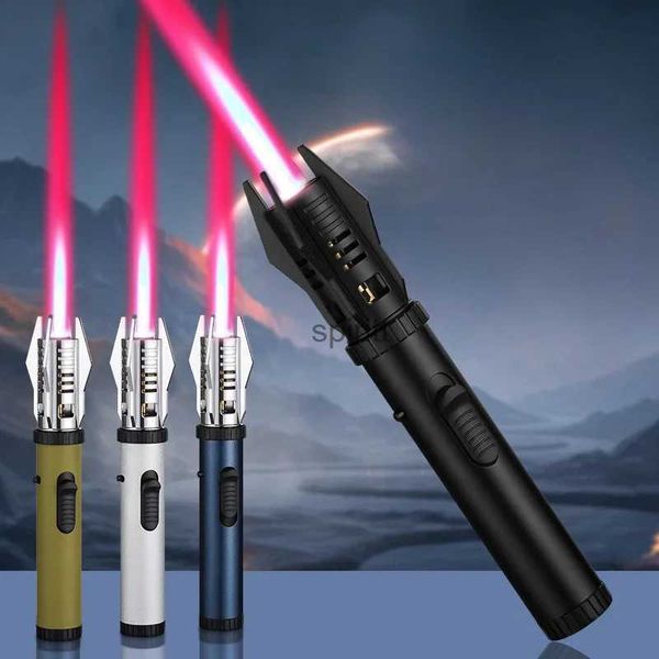 Accendini Nuovo Sceptre Planet Spada laser Grande fiamma Pistola a spruzzo Antivento gonfiabile Accendisigari Barbecue all'aperto Pistola di accensione YQ240124