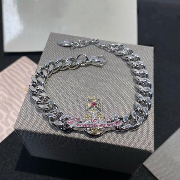 Simpatico braccialetto Saturno pianeta Braccialetti con ciondoli per uomini eleganti Bracciali punk da donna Accessori per gioielli di moda Bracciale con catena in argento con diamanti I migliori regali