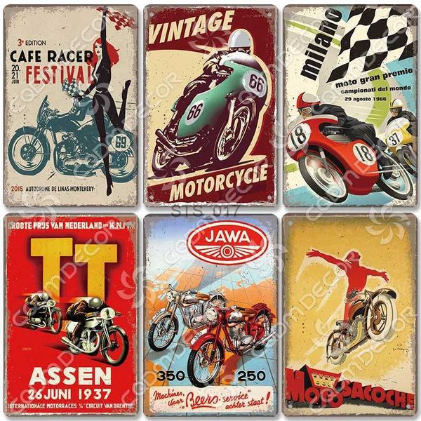 Картина по металлу, винтажный постер с мотоциклом, металлические знаки TT Racing, металлическая жесть, настенный художественный декор для гаража, мотоциклетного клуба, гостиной, дома