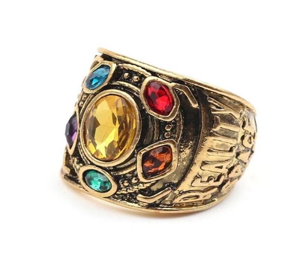 Thanos Six Gems 24k Retro Gold Ring Power Gauntlet Crystal für Männer Infinity War Men039s übertriebener vielseitiger Schmuck260H22823178712