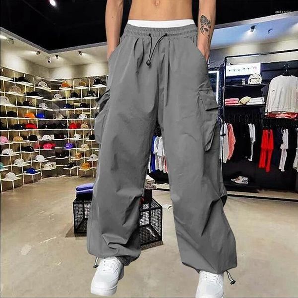 Calças masculinas primavera verão carga homens streetwear multi-bolso calças harajuku casual jogger perna larga solta mulheres