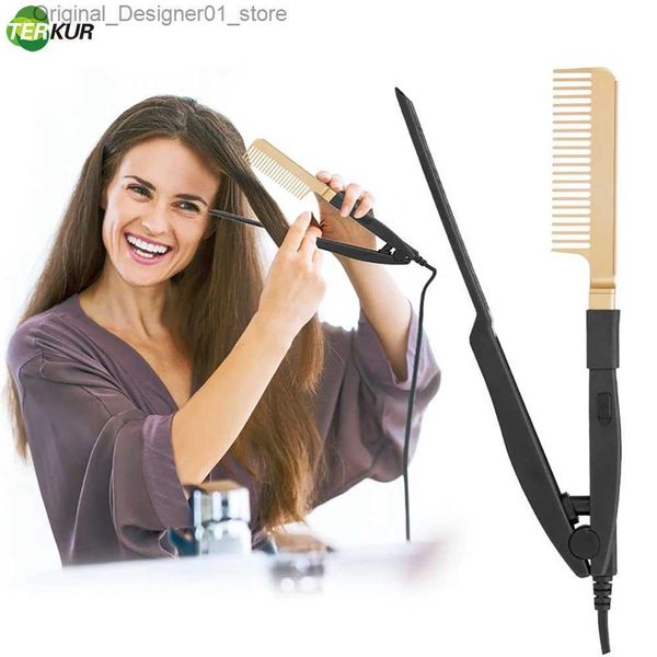 Alisadores de cabelo 50W escova de cabelo alisador molhado e seco peso líquido portátil 168g aquecimento rápido corrugação quente pente ferro ferramentas de estilo max 190 c q240124