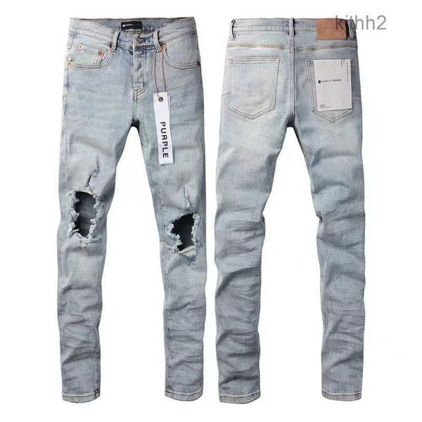 Mode Herren Riss Außenhandel Hellblaue Jeans Nähen Männer Design Motorrad Reiten Coole Dünne Hosen für Frauen Rock Revival Brief Hose 3XD2