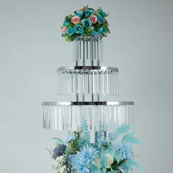 Hochwertiger, 3-stöckiger Blumenständer aus Metall für den Hochzeitstisch als Mittelstück für die Heimdekoration