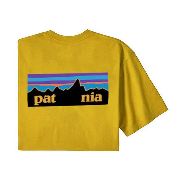 Patagonie T Shirt Tasarımcı T Shirts Lüks Pata Marka T-Shirts Patagoni Man Tshirt Renkli Tasarım Snow Mountain Mektup Moda Moda Harajuku Sokak Stilleri 744