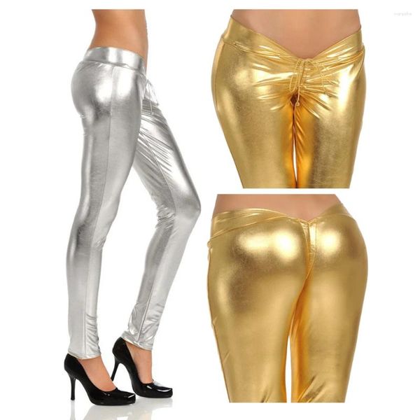 Calças femininas mulheres cordão cintura baixa pacote hip dobras calças mosaico ouro lápis virilha plissado moderno encantador legging capris
