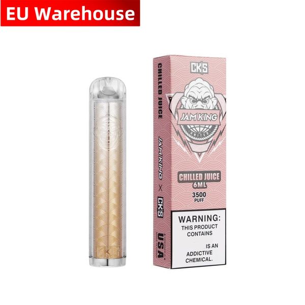 Jam King CKS 3500 puff vape desechable Armazém da UE em estoque Atacado E Cigarro puff 2800 vaper 6ml Bobina de malha USB-C Carregamento E Sabor de suco líquido 2% 3% 5% vs vape 2800 5000