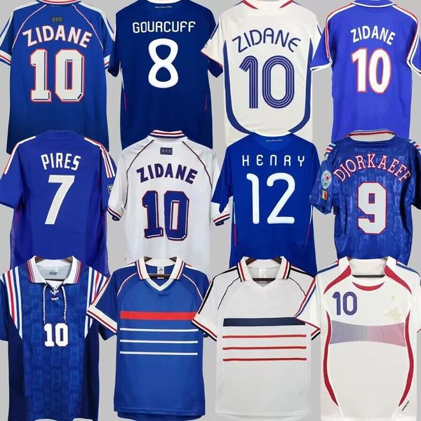 1998 Retro 2002 Zidane Henry Futbol Formaları 1996 2004 Platini Futbol 1984 Gömlek Trezeguet 1982 Fransa 2006 Deschamps Petit 2000 Pires Maillot de Footbal Djorkaeff