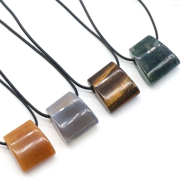 Anhänger Halsketten Naturstein Halskette Trapezoid Unakites Grüne Aventurine Für Frauen Jewerly Geschenk