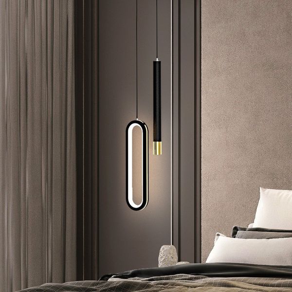 Illuminazione per interni Decorazioni per la casa moderne Lustro Minimalista Lampadari a LED Lampadari a sospensione Nordic Camera da letto Comodino Long Line Apparecchio per sospensioni luminose