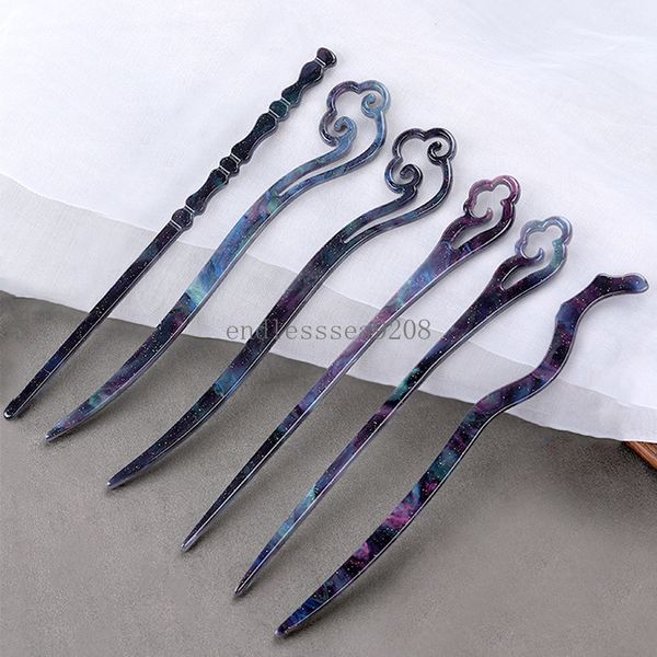 Novo estilo chinês palitos de cabelo acetato pauzinho para mulheres grampos de cabelo casamento garfo de cabelo jóias acessórios de cabelo