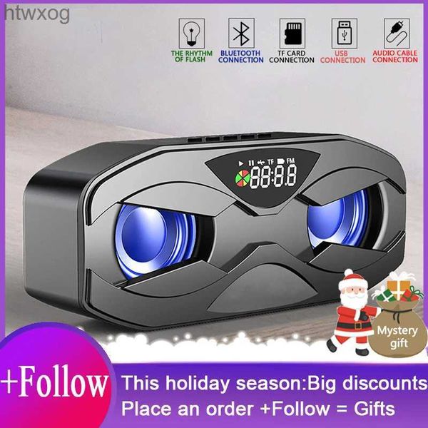 Alto-falantes portáteis Alto-falante Robô Design Bluetooth Alto-falante LED Ritmo Flash Alto-falante sem fio Rádio FM Despertador Cartão TF Suporte Subwoofer M5 YQ240124