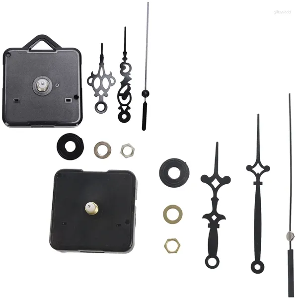 Accessori per orologi 2 pezzi Meccanismo di movimento per orologio da parete al quarzo Nero Kit di parti di riparazione fai da te - Lunghezza lancetta delle ore 55 mm 81 mm