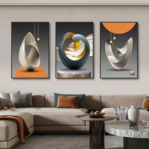 Resimler 3pcs modern geometrik duvar sanat tuval baskılar lüks soyut sanat eserleri modern oturma odası yatak odası duvar dekor resim