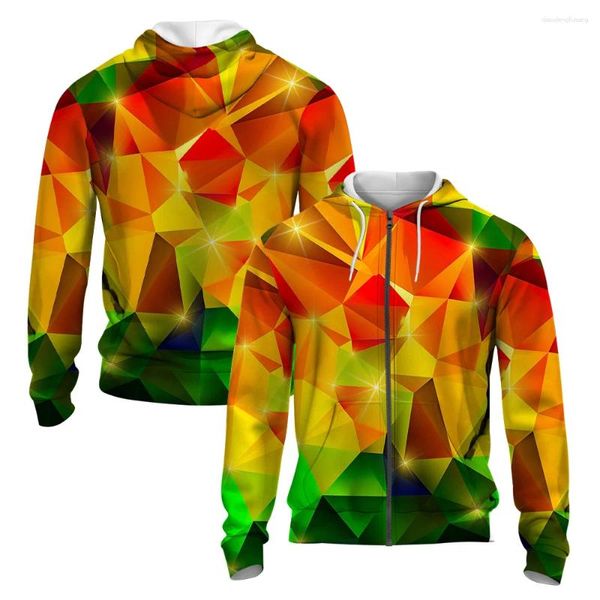 Herren Hoodies Geometrischer 3D-Druck Herbst/Winter Reißverschluss Hoodie Retro Straße Sport Mode Luxus Plus