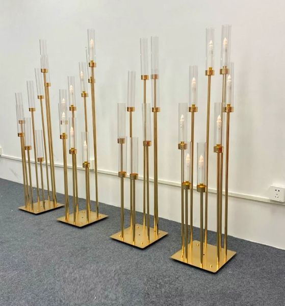 2pc 8 teste candeliere in metallo candelabri portacandele stand centrotavola tavolo di nozze vasi di fiori piombo strada decorazione del partito