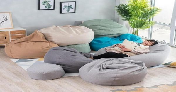 Saco de feijão capa de sofá sem sala de estar quarto sofá cama preguiçoso casual tatami beanbag cadeira capa de sofá 12851240