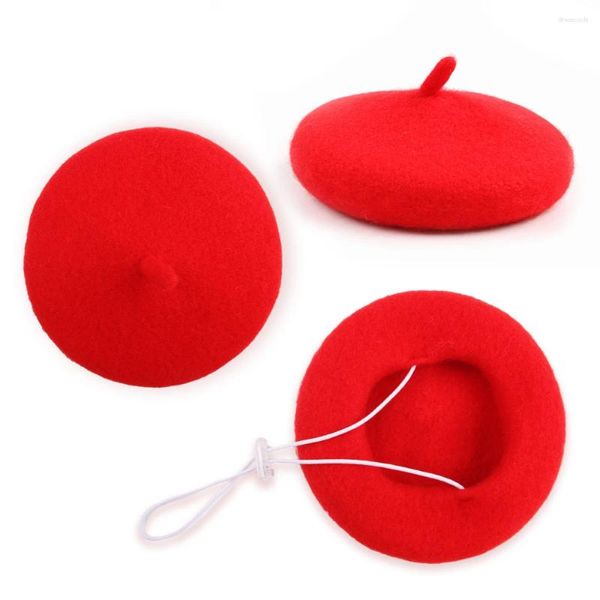 Vestuário para cães Chapéu decorativo para animais de estimação 1 peça boina de cor sólida mini pintor boné de lã inverno quente cães gatos headwear moda filhote de cachorro po adereços