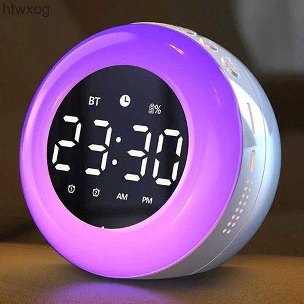 Haut-parleurs portables Bluetooth haut-parleur réveil coloré veilleuse lecteur de musique horloge numérique Rechargeable meilleur cadeau YQ240124