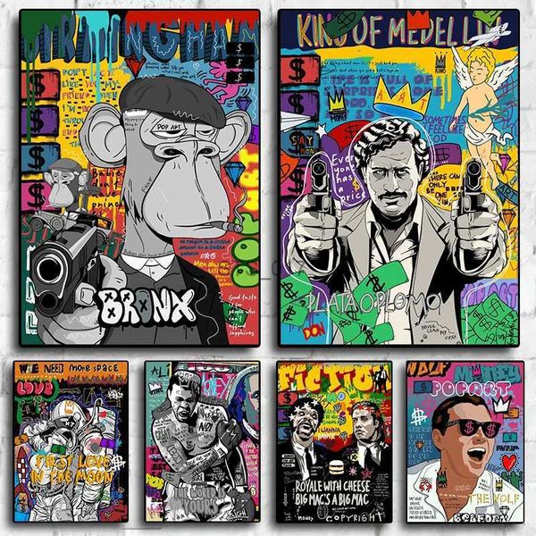 Pinturas Abstract Graffiti Poster Canvas Pintura Banksy Pop Art Retrato Poster Impressão Wall Art Imagem para Nordic Living Room Home Decor