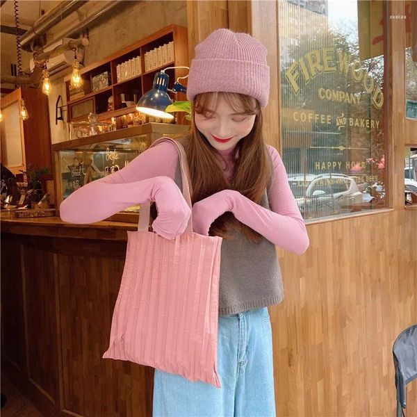 Einkaufstaschen Thailand Original Handgefaltete Handtasche Einzelne Schulter Eimer Tasche Baumwolle Tote Weibliche Candy Farbe Shopper