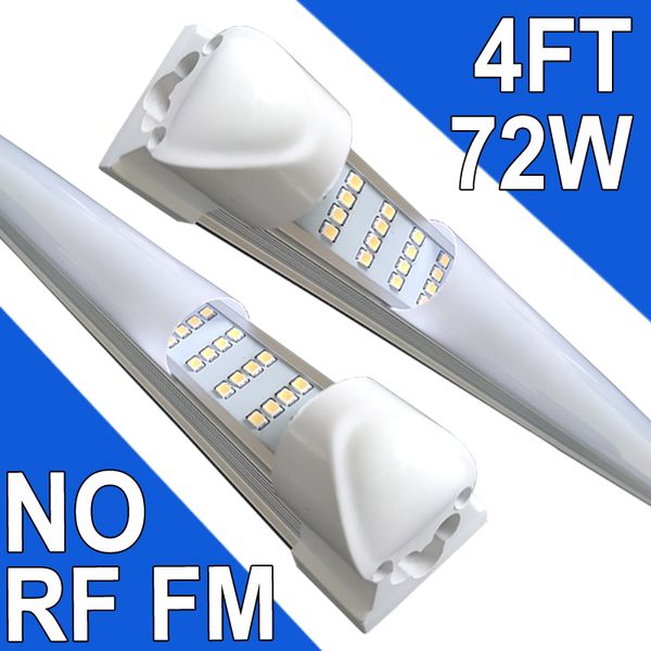 Luzes de loja LED de 4 pés, luz de tubo LED integrada de 4 pés e 4 linhas, tampa leitosa de 72W 72000lm NO-RF RM lâmpada de montagem em superfície conectável, substitua a luz fluorescente T8 T10 T12 usastock