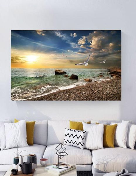 Natürliche Landschaft Poster Himmel Meer Sonnenaufgang Malerei Gedruckt Auf Leinwand Home Decor Wand Kunst Bilder Für Wohnzimmer9587824