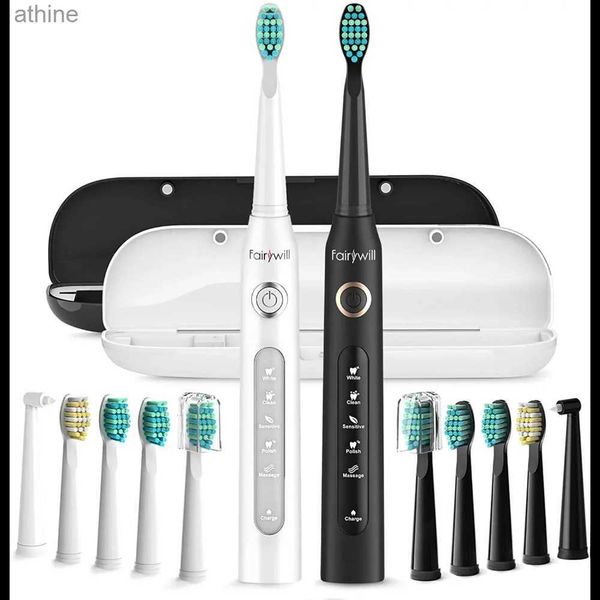Elektrikli Diş Fırçaları Yedek Kafalar Sonic Lot 2 Paketler 5 Modlu Siyah Beyaz Şarj Edilebilir 10 Fırça Derin Temiz YQ240124