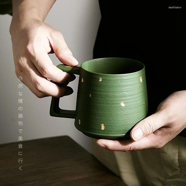 Tazze Tazza da caffè creativa Tazza da tè in ceramica satinata Verde militare 540ML Acqua potabile Decorazione per la casa Regalo