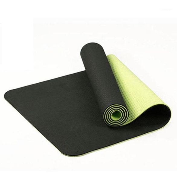 2020 6mm TPE Twocolor Slip Yoga Mat Spor Mat 183x61cm Spor Salonu Ev Fitness Tatsız Çevrimiçi Alışveriş 4609442