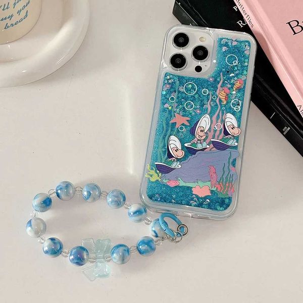 Casos de telefone celular Sacos de noite com pulseira Liquid Quicksand BlGlitter Phone Case para Samsung A34 A54 A14 A13 A22 A71 A32 5G A12 A42 A02S A41 Silicon Capa J240123