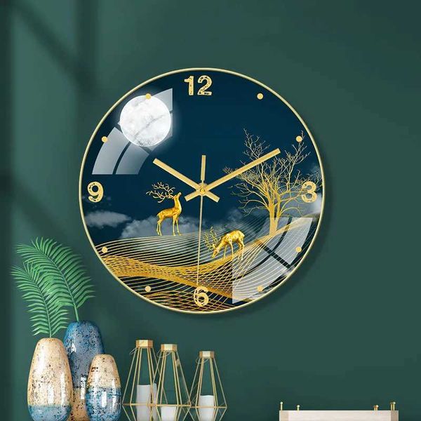 Duvar saatleri inç basit yaratıcı sessiz duvar saati İskandinav moda kristal porselen saat ev oturma odası duvar cam saat
