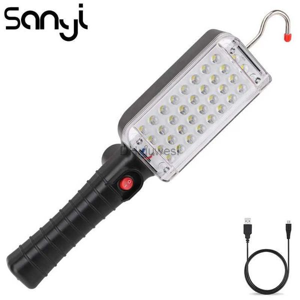 Lanterna de acampamento 34 LED Lanterna Tocha Bateria embutida USB recarregável magnética luz de trabalho para camping caça Lanterna portátil Tocha LED YQ240124