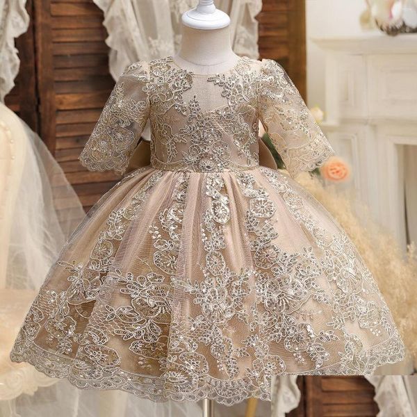 Disponibile Abiti da ragazza di fiori Abito da festa per bambini per ragazze 1-5 anni Ricamo Elegante compleanno Principessa Backless Lace Cerimonia di lusso T Dhi8G