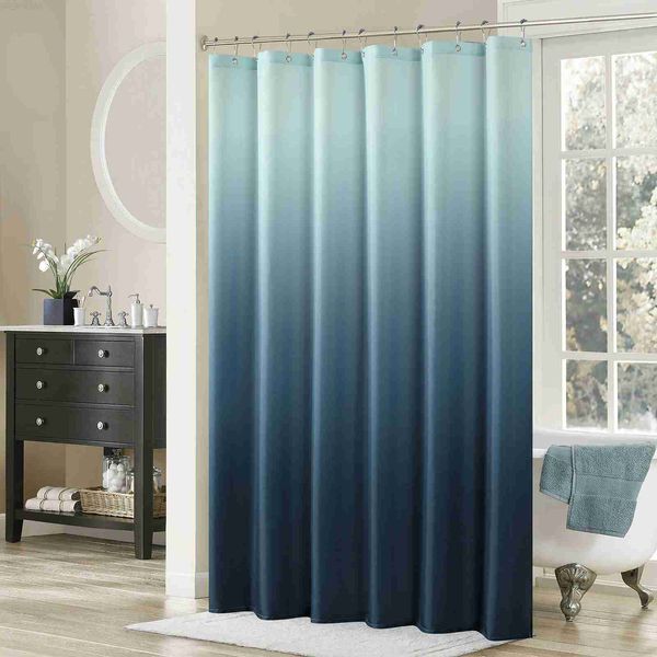 Cortinas de chuveiro Ombre Azul Poliéster À Prova D 'Água Impresso Tecido de Microfibra Macio Decorativo Moderno Cortina de Chuveiro