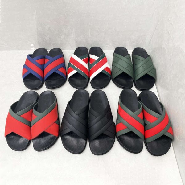 Web-Slides, Designer-Sandalen, Herren-Gummisandalen, Strand-Flip-Flops, Damen, gestreift, kausale Hausschuhe, Sommer-Hausschuhe mit Box 440