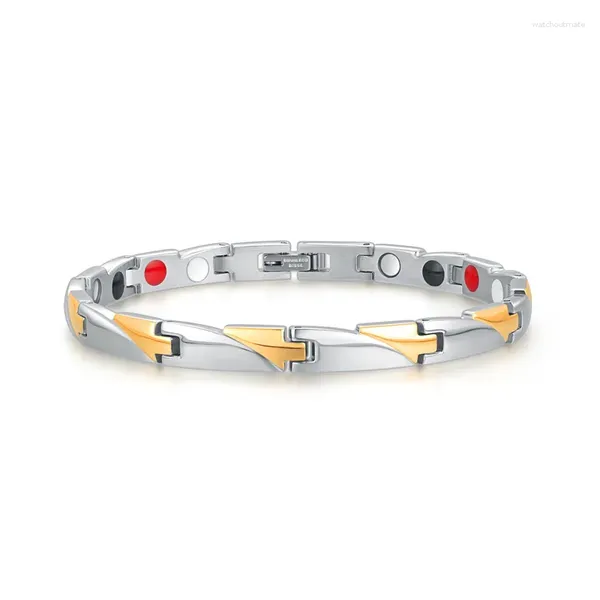 Braccialetti con ciondoli Per donna Bracciale energetico in acciaio al titanio Magnetico Ioni negativi Anti-radiazioni Anti-ossidazione Anti-fatica Salute