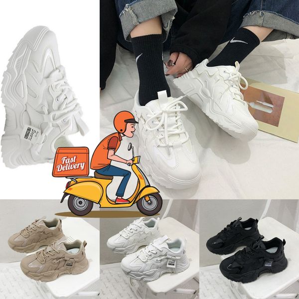 Vendita calda Designer Sneakers Scarpe casual Pelle con suola spessa Donna Papà Sneaker Vintage Lace-UP Aumento della piattaforma Scarpe per il tempo libero prezzo basso